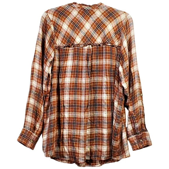 Democracy Size 1X- NWT Brown Plaid Button-Up Shirt - Picture 5 of 6